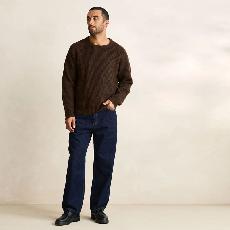 Jersey Rhythm: Vintage Waffle Knit Sweater (Chocolate)