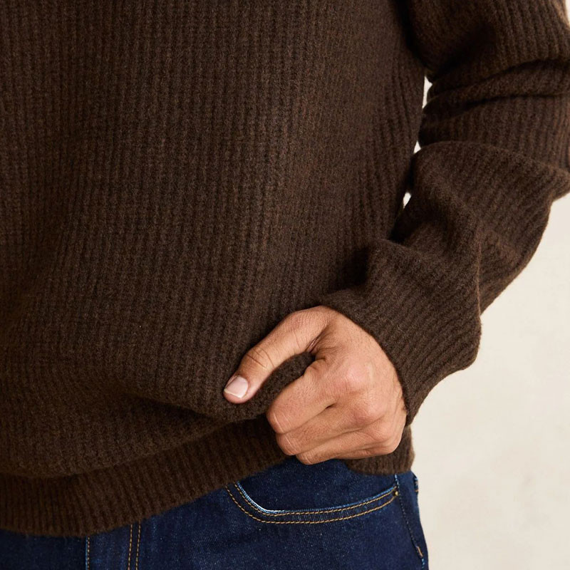 Jersey Rhythm: Vintage Waffle Knit Sweater (Chocolate)
