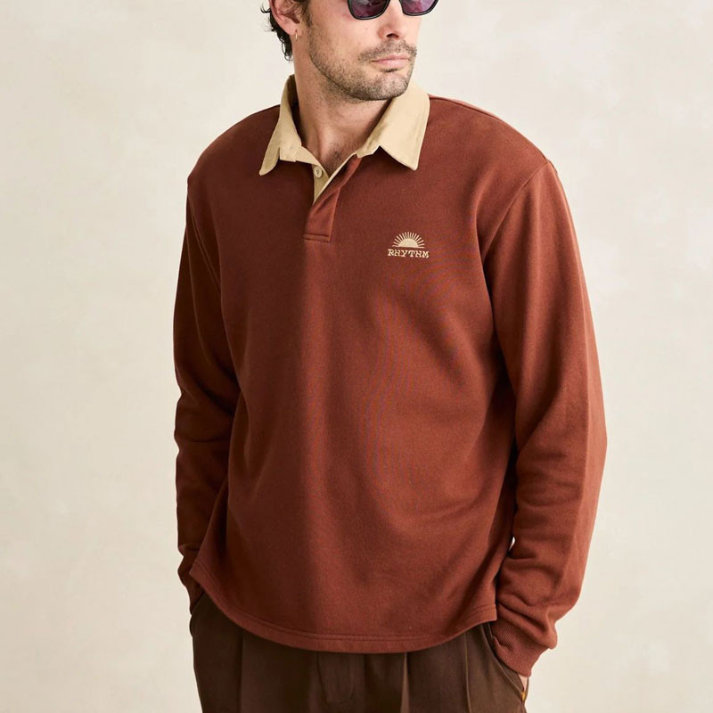 Polo Rhythm: Heritage Bloom Rugby Polo (Bark)