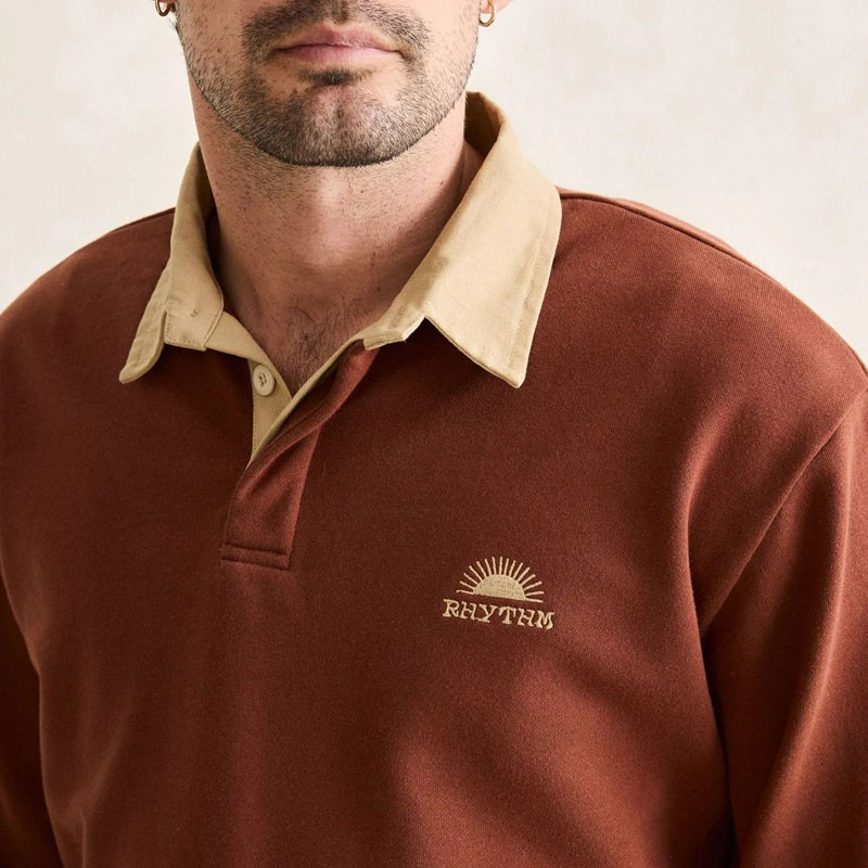 Polo Rhythm: Heritage Bloom Rugby Polo (Bark)