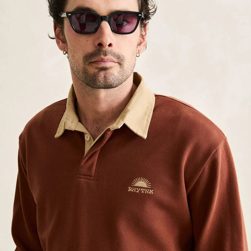 Polo Rhythm: Heritage Bloom Rugby Polo (Bark)