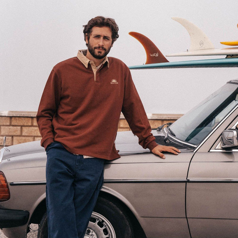 Polo Rhythm: Heritage Bloom Rugby Polo (Bark)