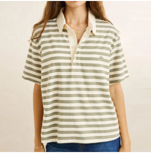 Polo Rhythm: Vintage Stripe Rugby SS Shirt (Olive)