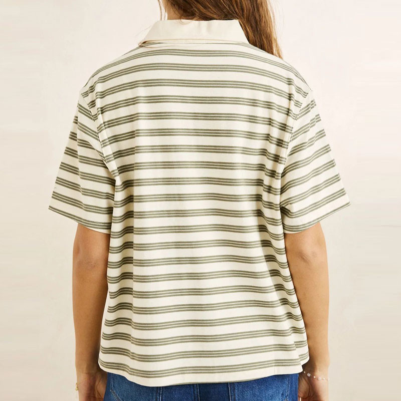 Polo Rhythm: Vintage Stripe Rugby SS Shirt (Olive)