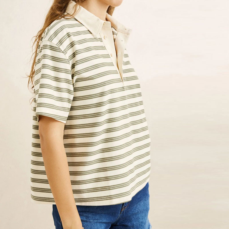Polo Rhythm: Vintage Stripe Rugby SS Shirt (Olive)
