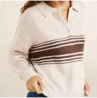 Jersey Rhythm: Strata Knit Collared Jumper (Natural)