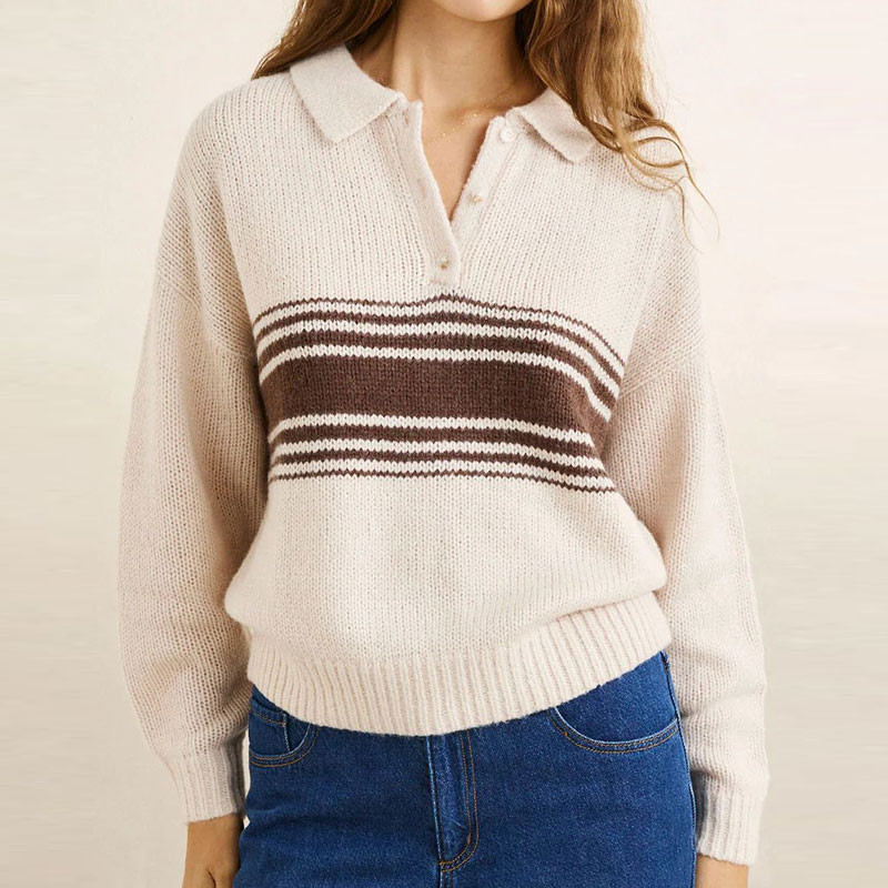 Jersey Rhythm: Strata Knit Collared Jumper (Natural)
