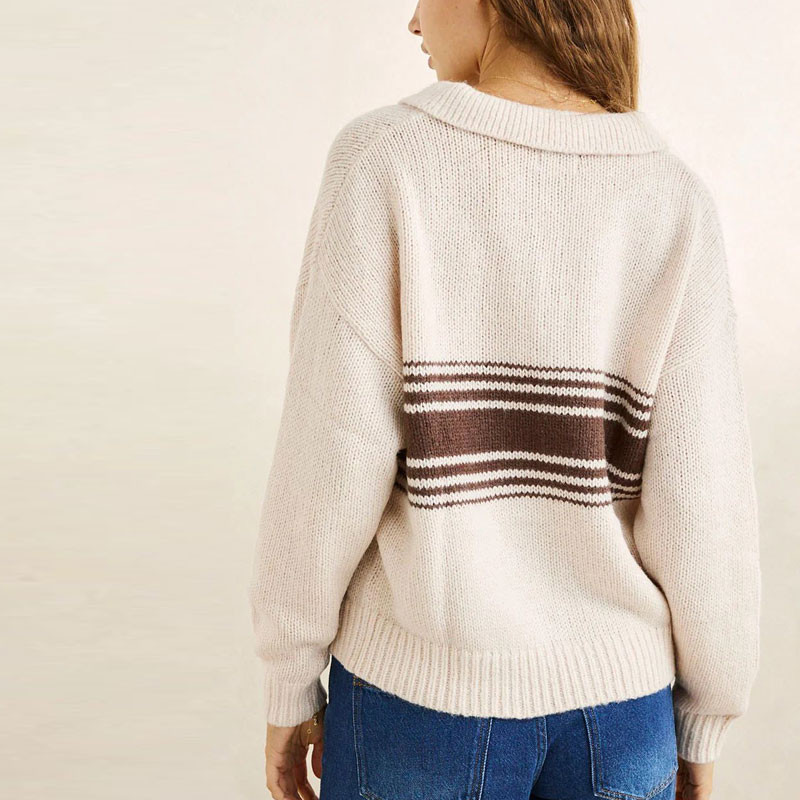 Jersey Rhythm: Strata Knit Collared Jumper (Natural)