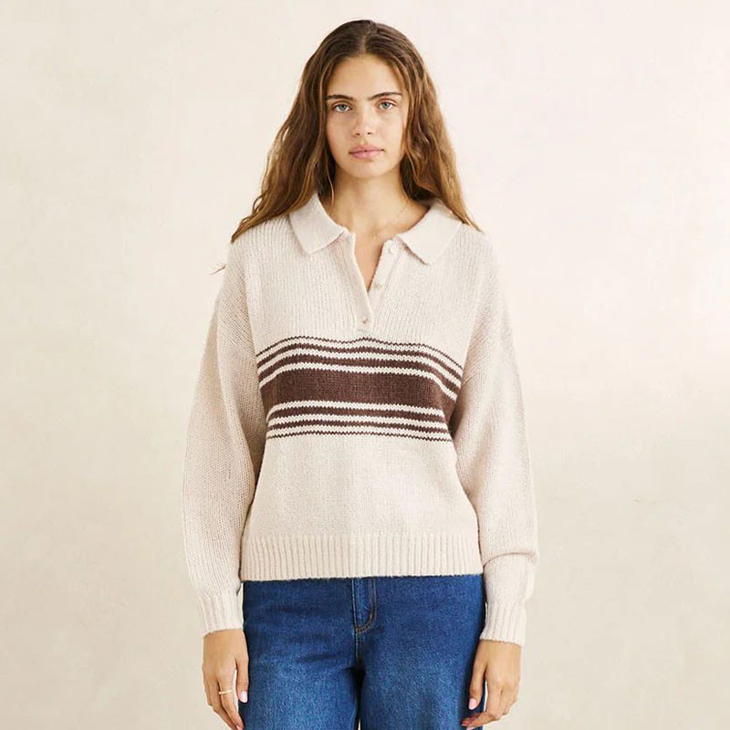 Jersey Rhythm: Strata Knit Collared Jumper (Natural)