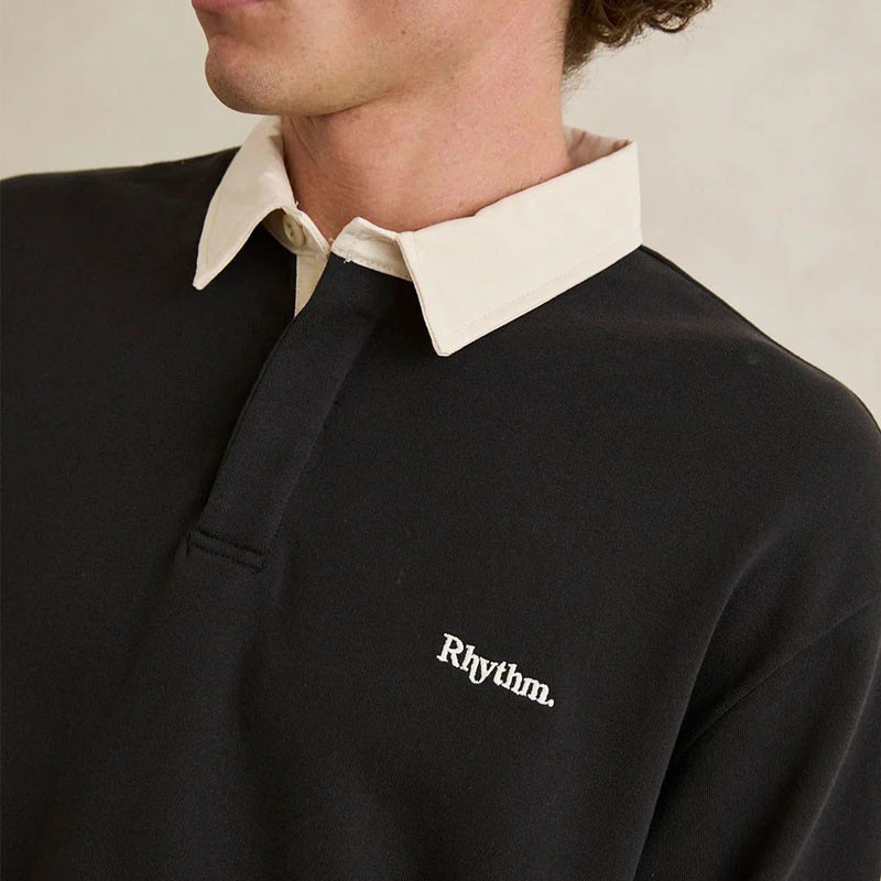 Polo Rhythm: Koa Vintage Rugby LS Polo (Black)