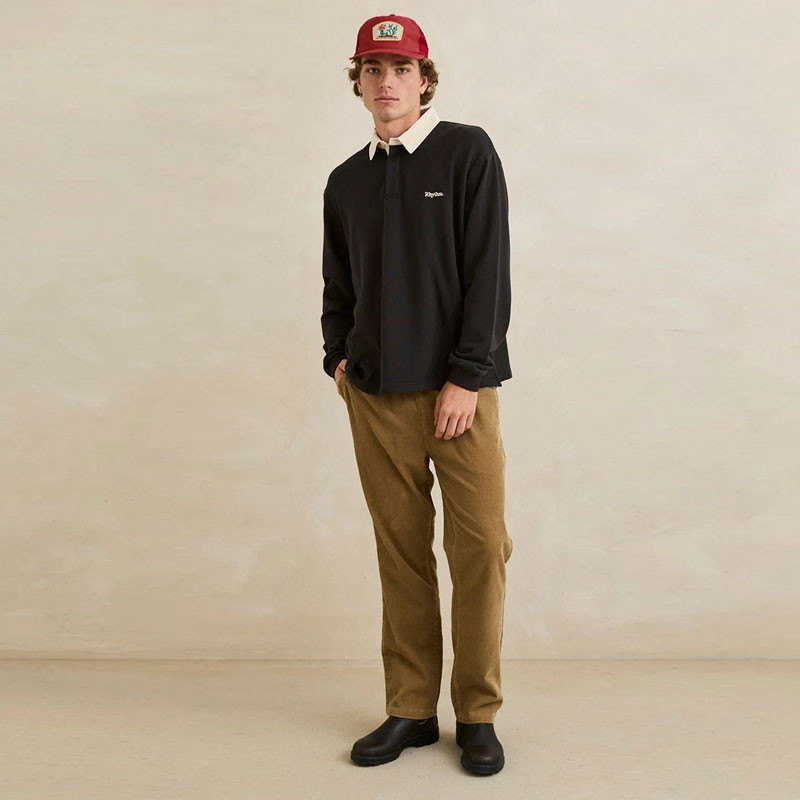 Polo Rhythm: Koa Vintage Rugby LS Polo (Black)