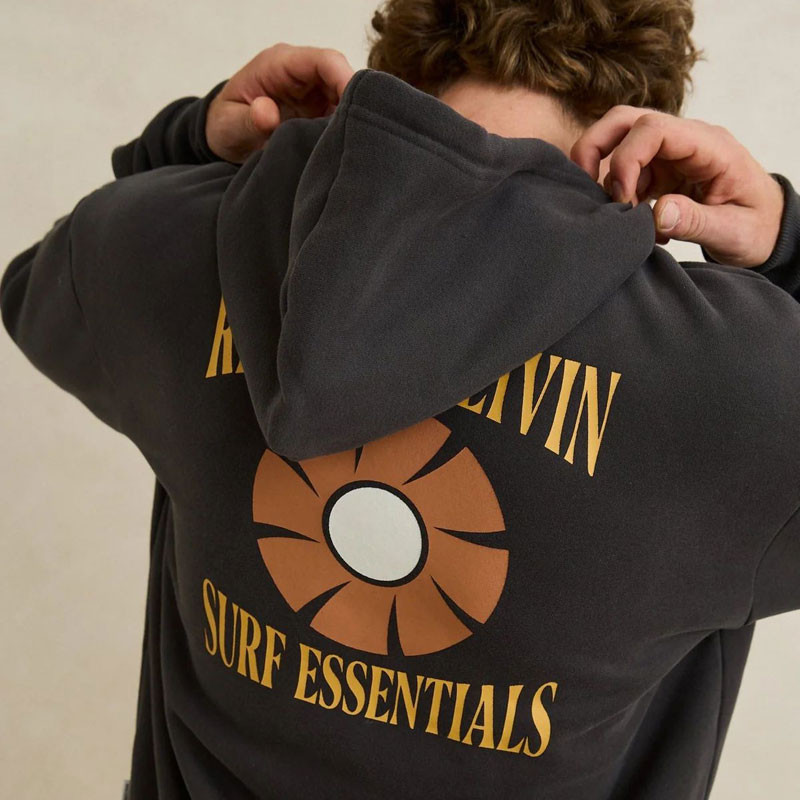 Sudadera Rhythm: Surf Essentials Fleece Hood (Washed Black)