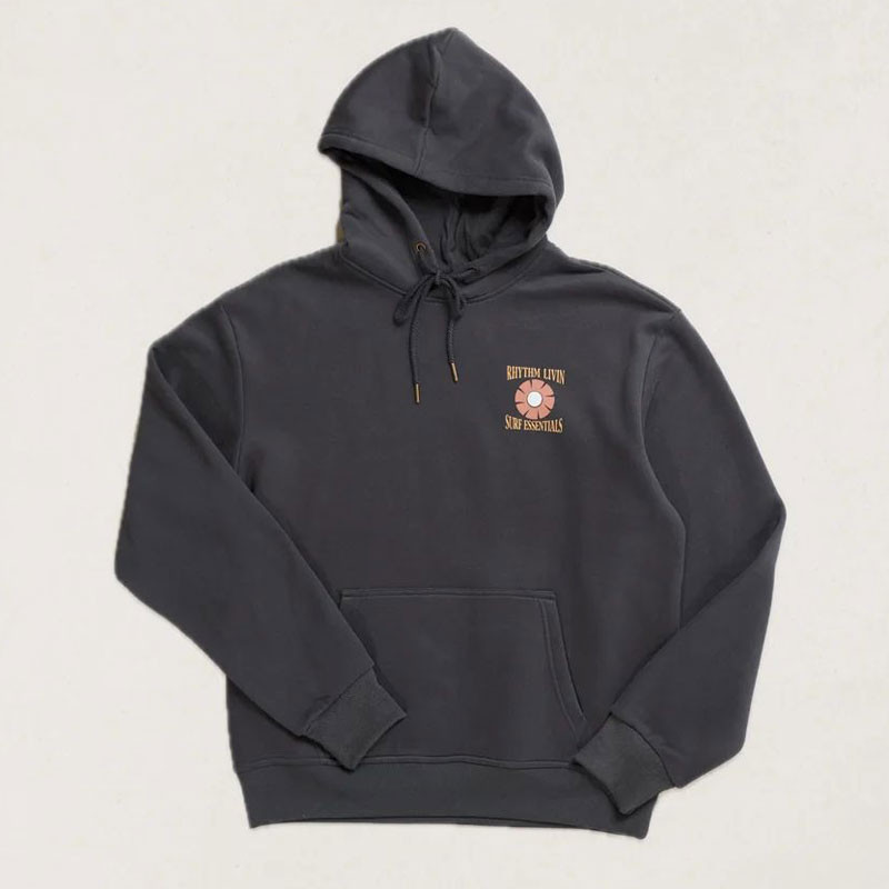 Sudadera Rhythm: Surf Essentials Fleece Hood (Washed Black)
