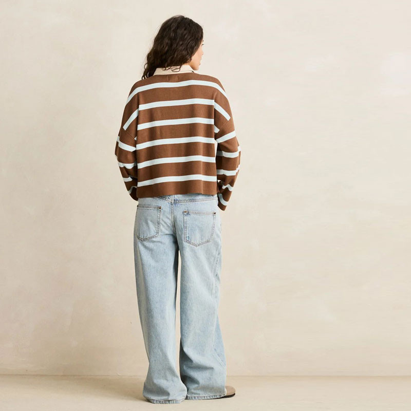 Jersey Rhythm: Rugby Polo Knit Sweater (Brown)