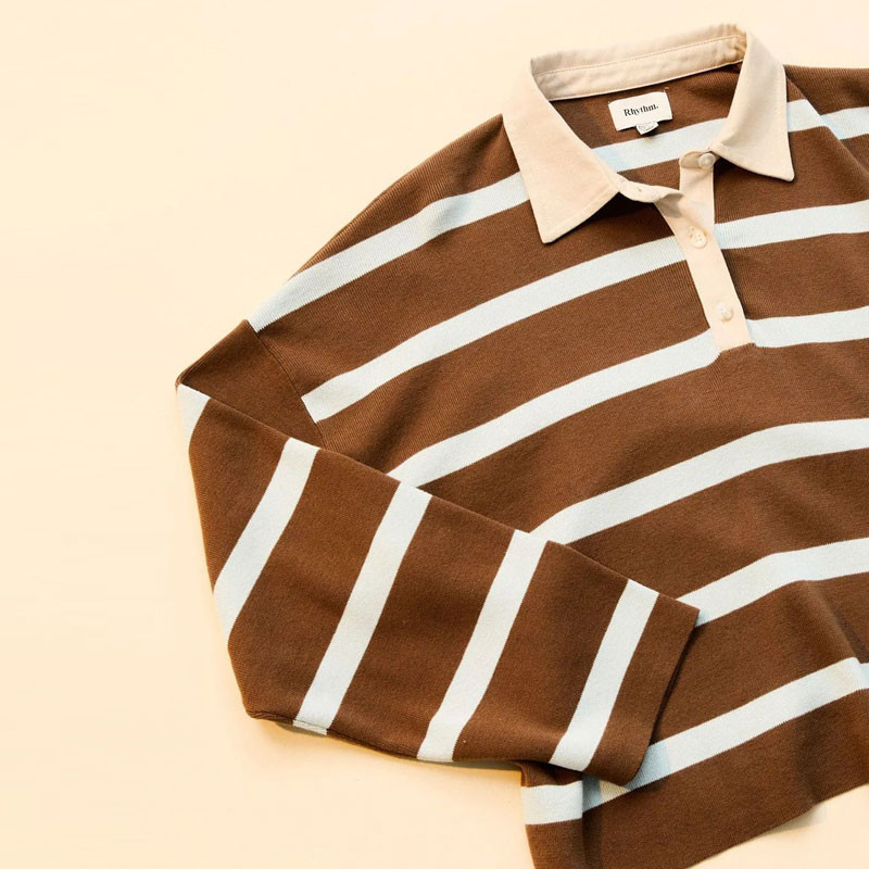 Jersey Rhythm: Rugby Polo Knit Sweater (Brown)