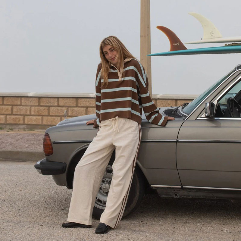Jersey Rhythm: Rugby Polo Knit Sweater (Brown)
