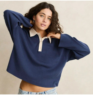 Jersey Rhythm: Rugby Polo Knit Sweater (Navy)