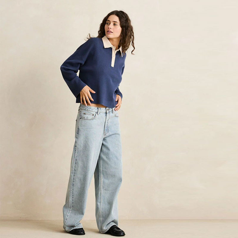 Jersey Rhythm: Rugby Polo Knit Sweater (Navy)