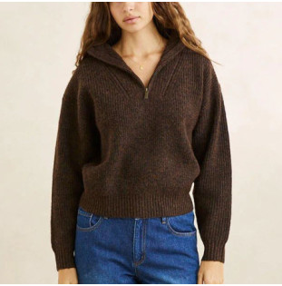 Jersey Rhythm: Quincy Zip Knit (Chocolate)