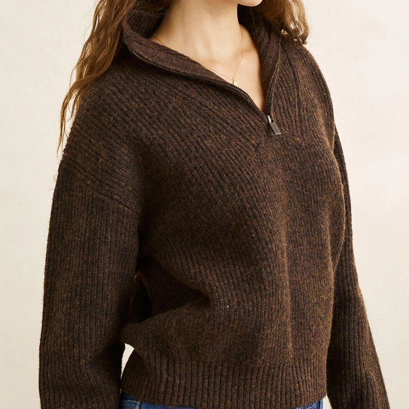 Jersey Rhythm: Quincy Zip Knit (Chocolate)