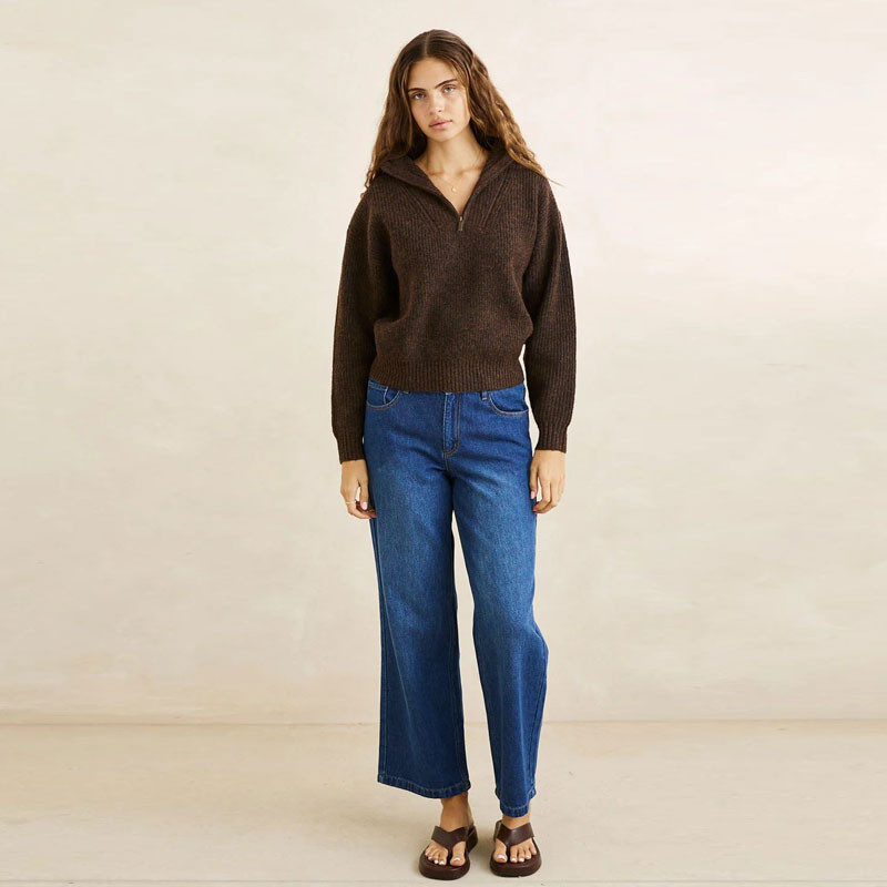 Jersey Rhythm: Quincy Zip Knit (Chocolate)