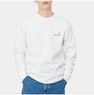 Camiseta Carhartt WIP: LS American Script T-Shirt (White)