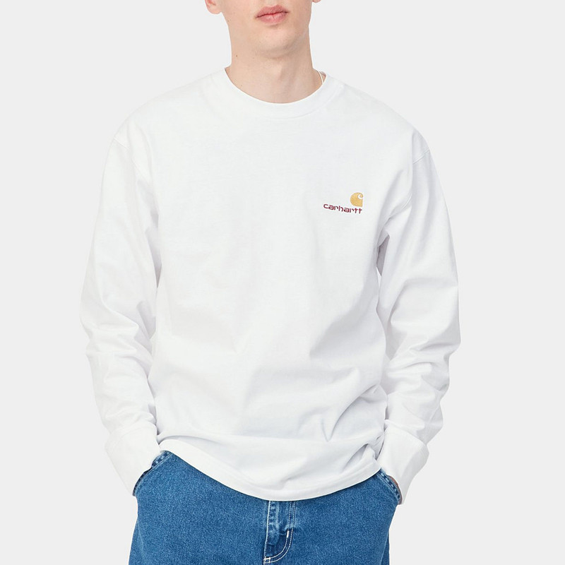 Camiseta Carhartt WIP: LS American Script T-Shirt (White)