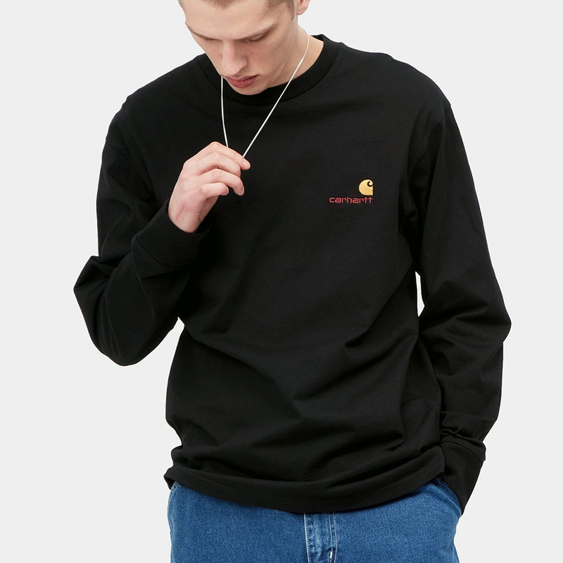 Camiseta Carhartt WIP: LS American Script T-Shirt (Black)