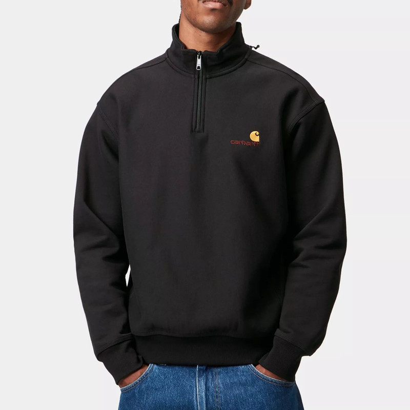 Sudadera Carhartt WIP: Half Zip American Script Sweat (Black)