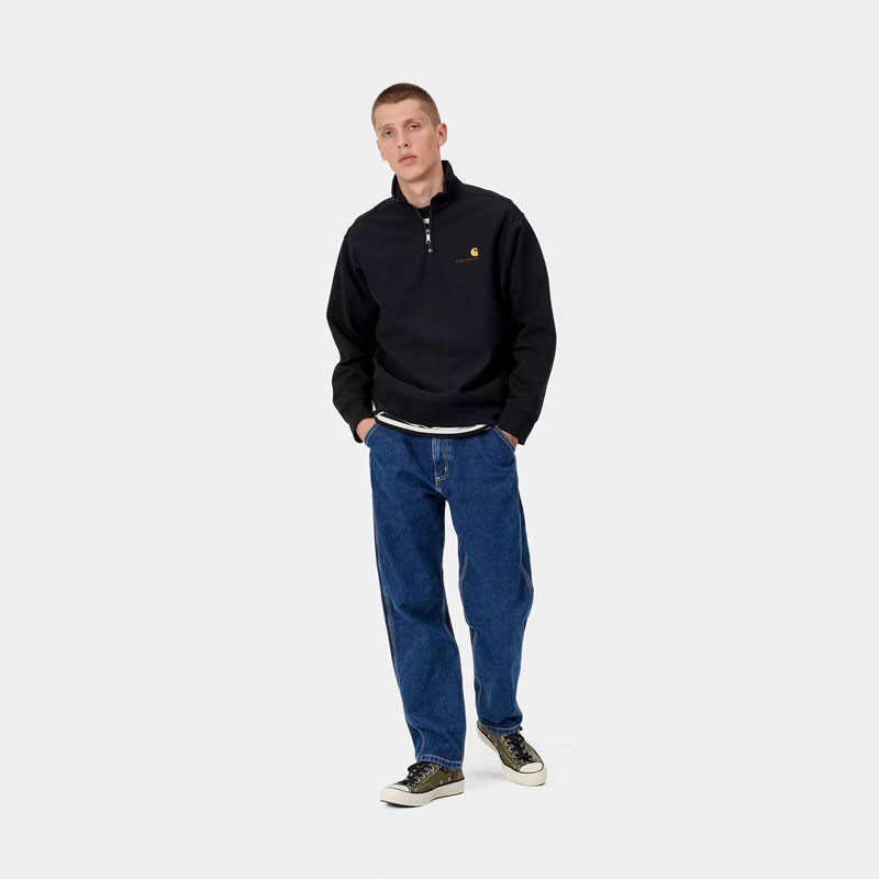 Sudadera Carhartt WIP: Half Zip American Script Sweat (Black)