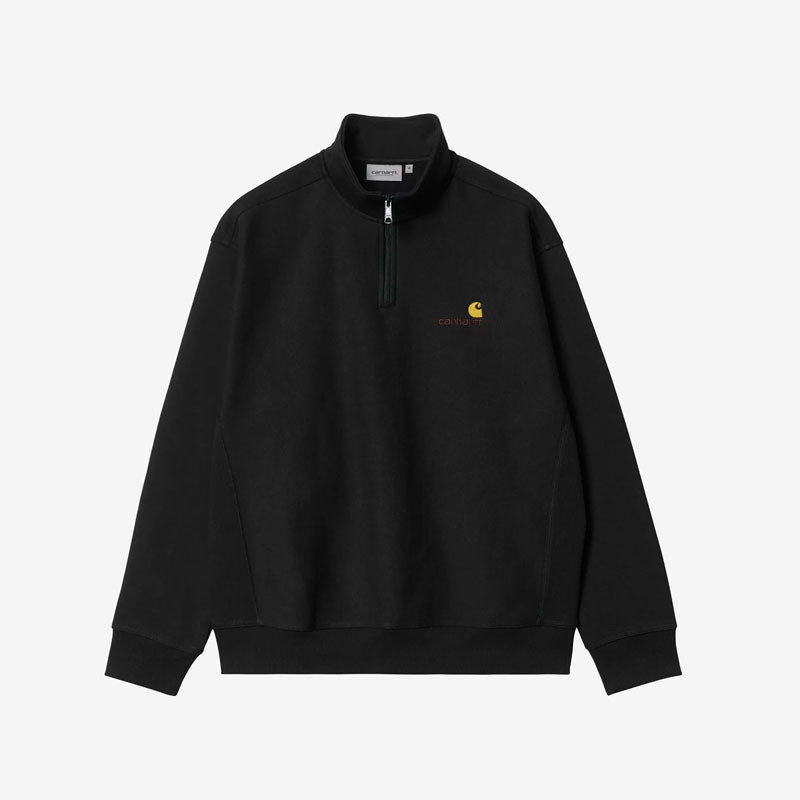 Sudadera Carhartt WIP: Half Zip American Script Sweat (Black)