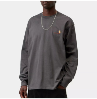 Camiseta Carhartt WIP: LS American Script T-Shirt (Graphite)
