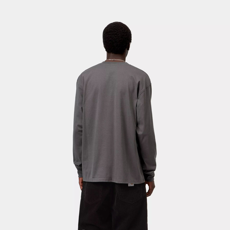 Camiseta Carhartt WIP: LS American Script T-Shirt (Graphite)