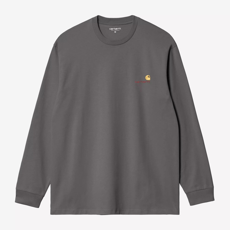 Camiseta Carhartt WIP: LS American Script T-Shirt (Graphite)