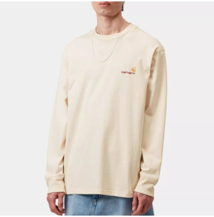 Camiseta Carhartt WIP: LS American Script T-Shirt (Natural)