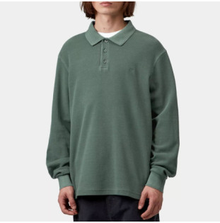 Polo Carhartt WIP: LS Waffle Rugby Shirt (Dark Scarab)