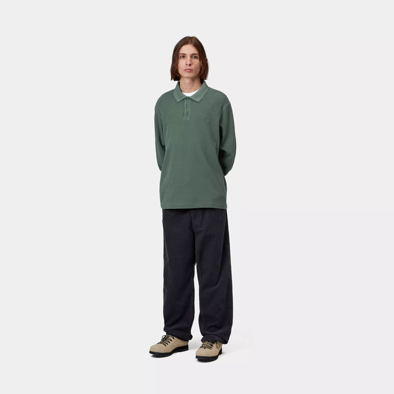 Polo Carhartt WIP: LS Waffle Rugby Shirt (Dark Scarab)