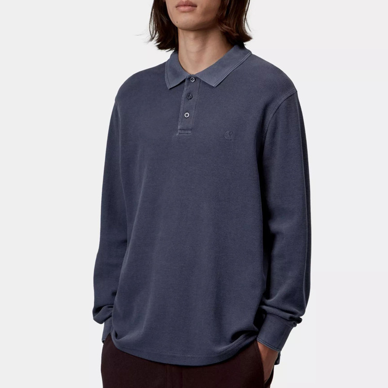 Polo Carhartt WIP: LS Waffle Rugby Shirt (Dark Navy)