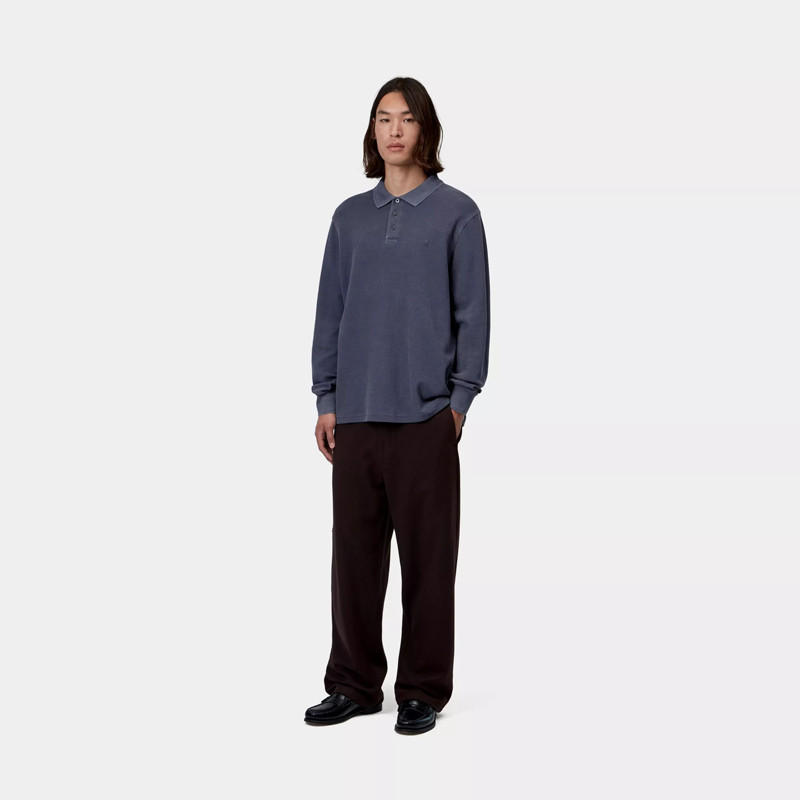 Polo Carhartt WIP: LS Waffle Rugby Shirt (Dark Navy)