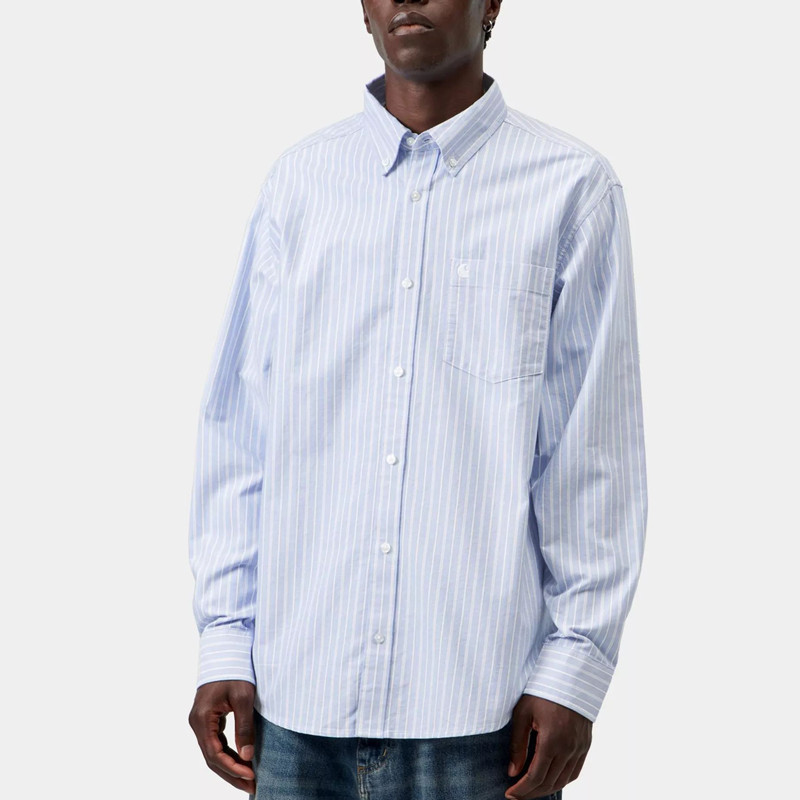 Camisa Carhartt WIP: LS Kanan Shirt (Kanan Stripe Bleach)