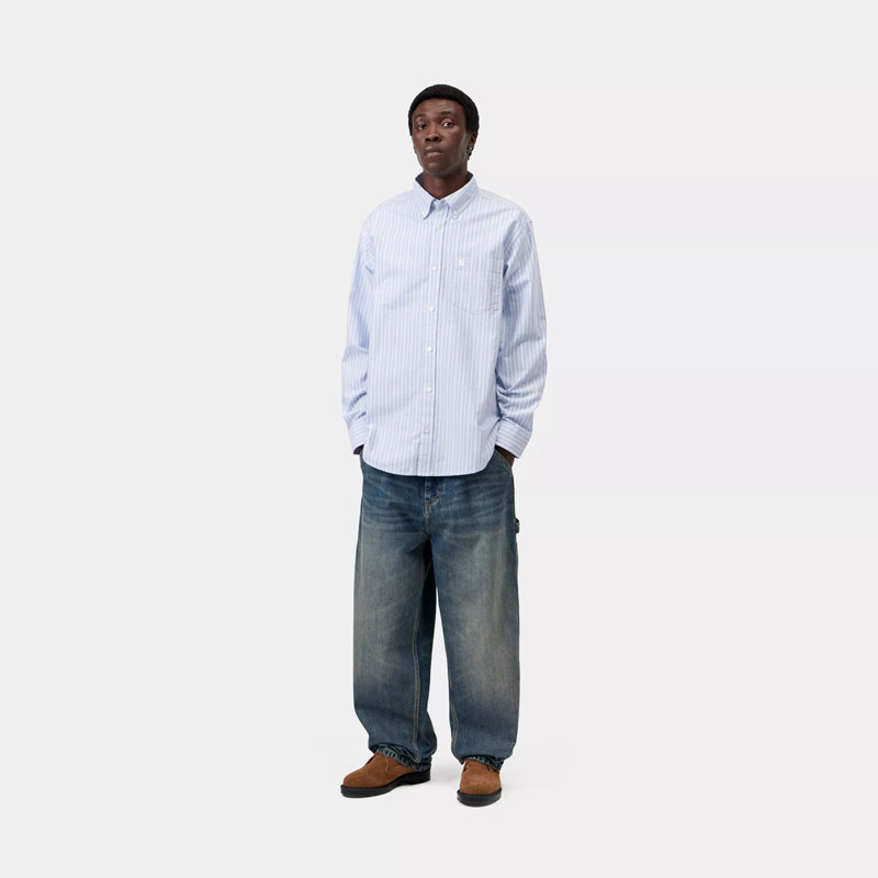 Camisa Carhartt WIP: LS Kanan Shirt (Kanan Stripe Bleach)