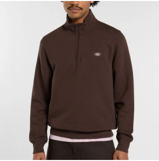 Sudadera Dickies: Oakport Quarter Zip (Chocolate Brown)