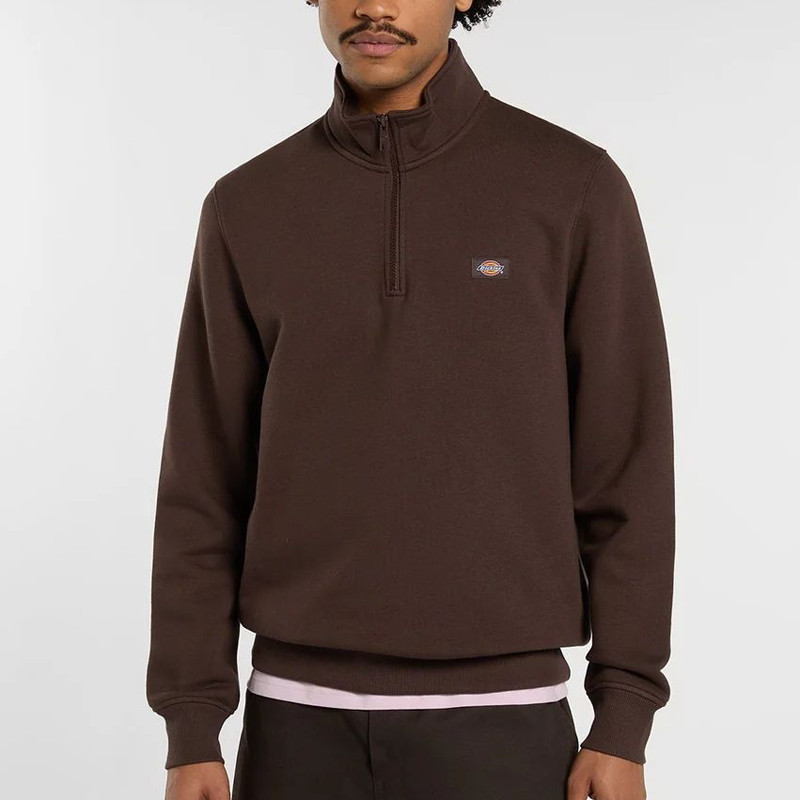Sudadera Dickies: Oakport Quarter Zip (Chocolate Brown)