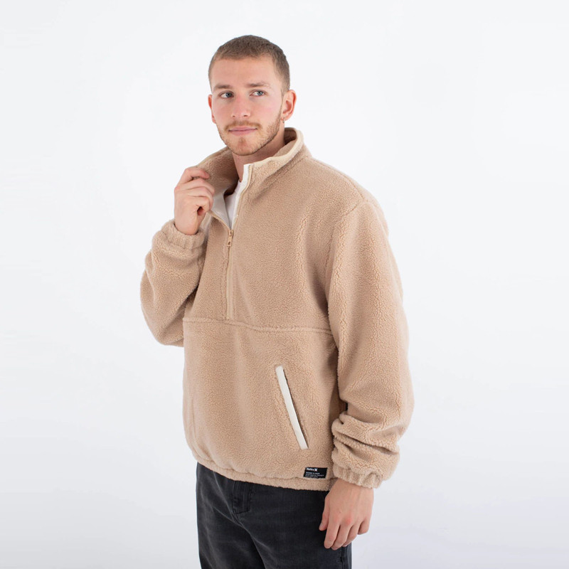 Sudadera Hurley: Comfort Polar Fleece 3/4 Zip (Bone)