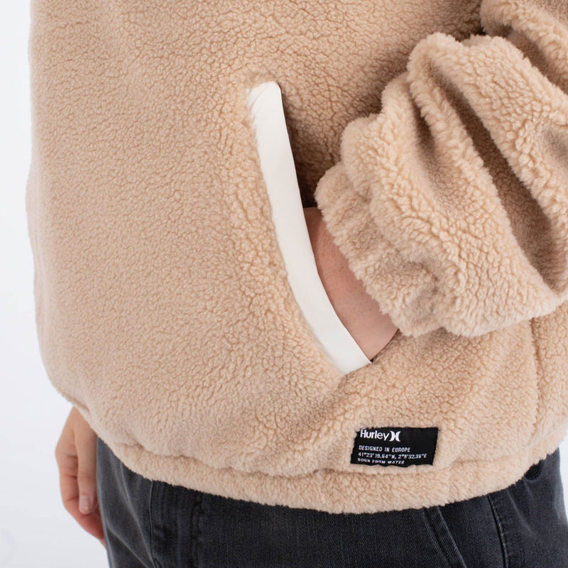 Sudadera Hurley: Comfort Polar Fleece 3/4 Zip (Bone)