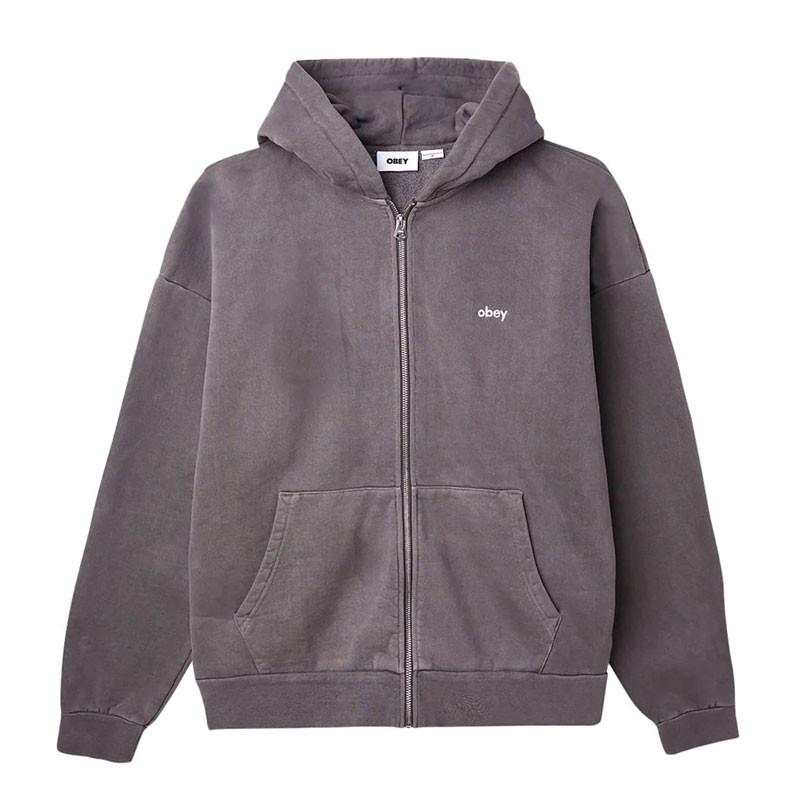 Sudadera Obey: Lowercase Pigment Zip Hood (Digital Black)