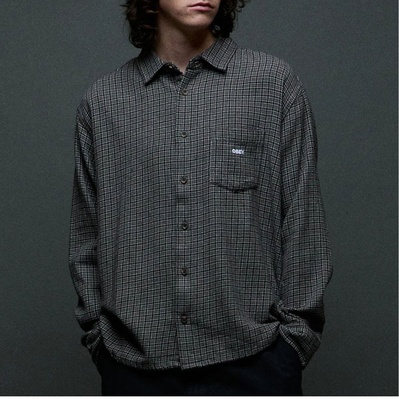 Camisa Obey: Bigwig Jack Woven (Black Multi)