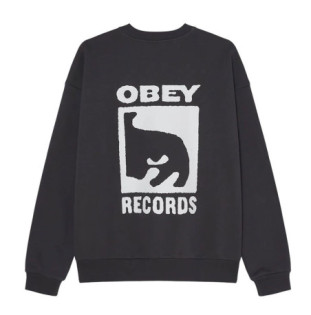 Sudadera Obey: Obey Records Extra Heavy Crew (Vint Blk)