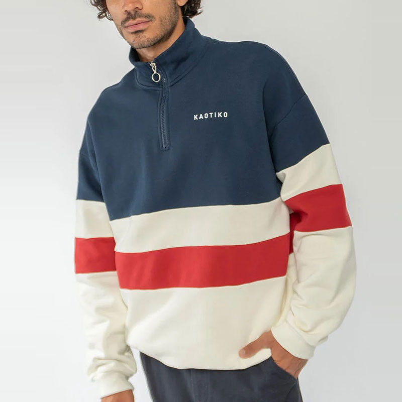 Sudadera Kaotiko: Crew Zipper Carter (Ivory Blue Salsa)