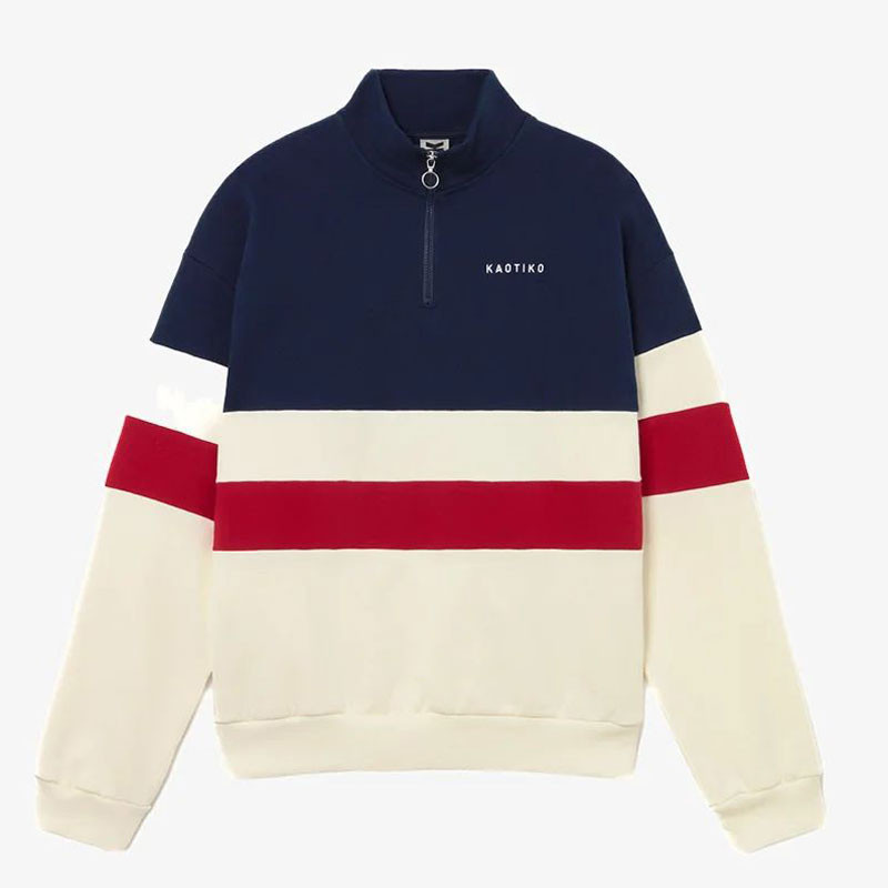 Sudadera Kaotiko: Crew Zipper Carter (Ivory Blue Salsa)